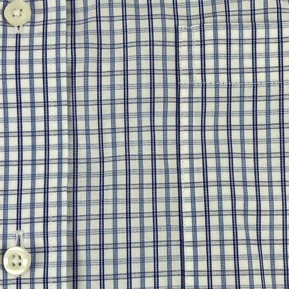 Croft & Barrow Button Up Shirt Mens 17 34/35 No Iron Classic Fit Blue Plaid - Picture 4 of 8
